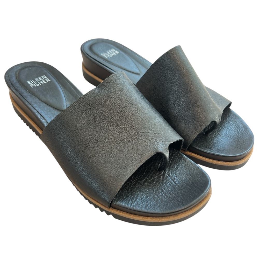 Eileen Fisher Black Minimalist Slide Sandals